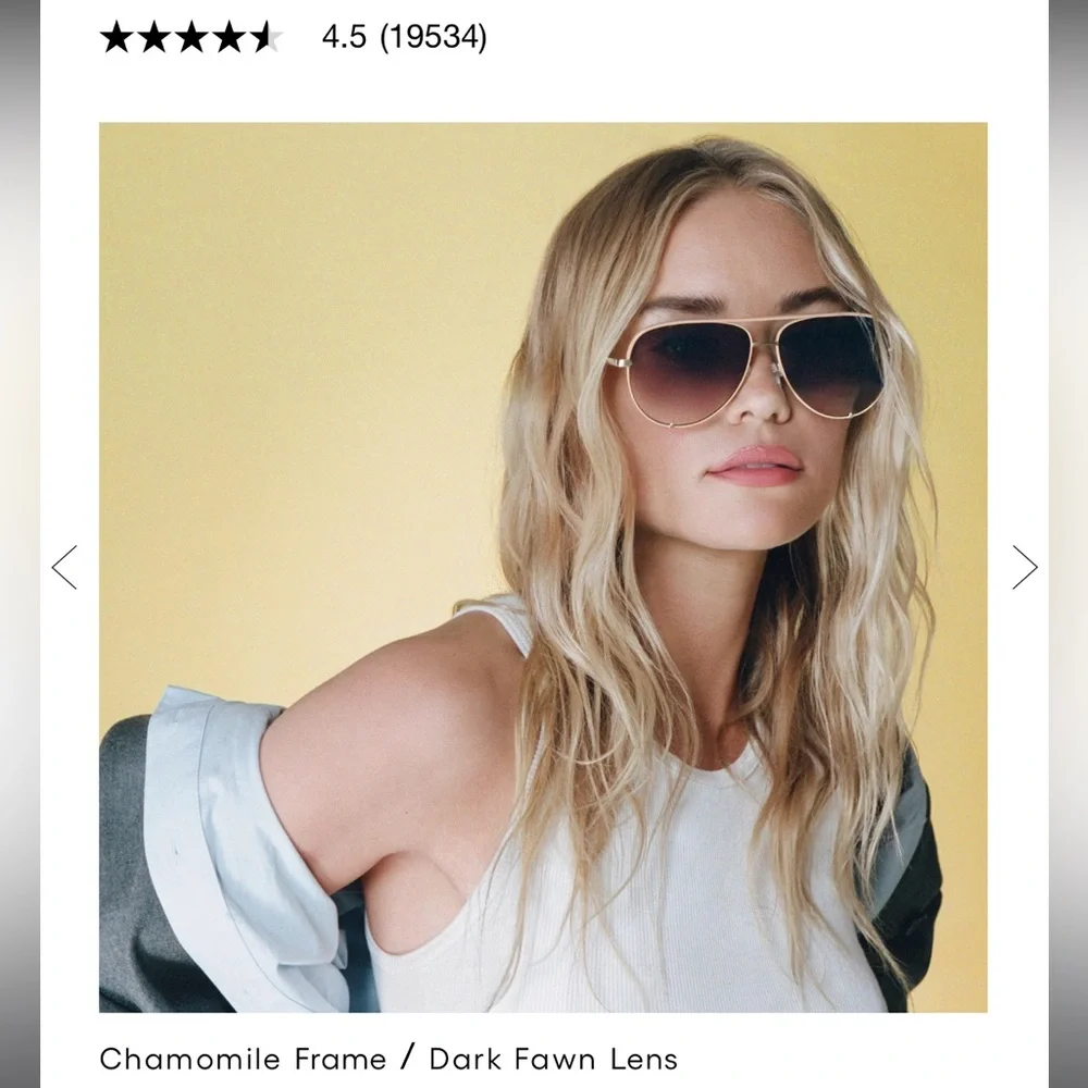 NWT. ✅ QUAY Australia “High Key XL” Sunglasses in “Chamomile/Dark Fawn” 🤎💛